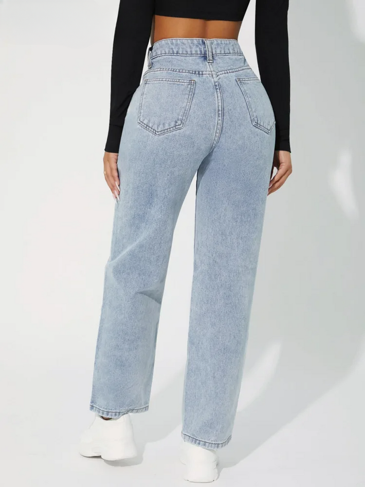 Katalena | Hög-Midja Rak-Ben Jeans För Kvinnor