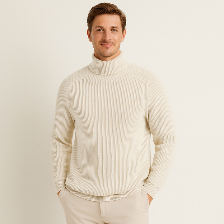 Herr Kashmir Stil Sköldpaddshals Tröja