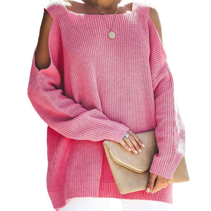 Damtröja | Sticka Pullover med Asymmetrisk Halsringning och Utskärning