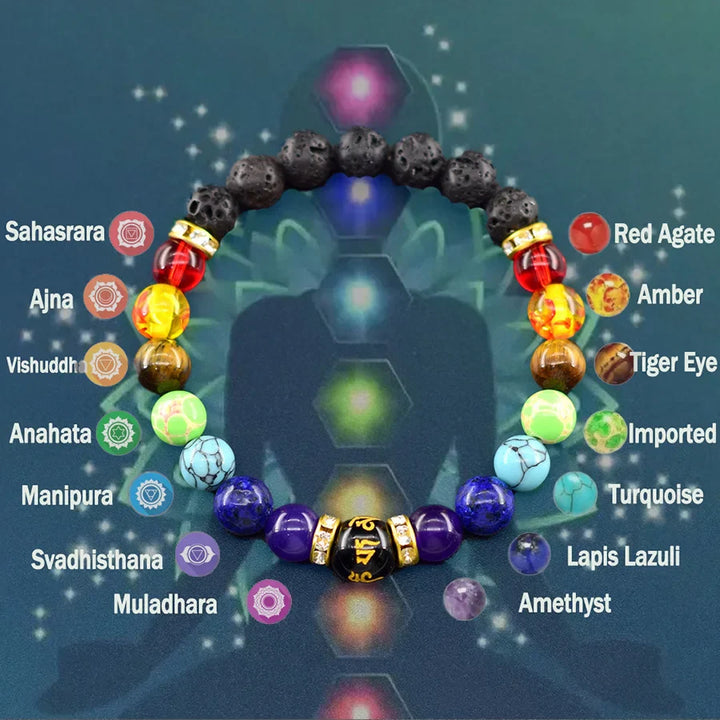 Chakra Läkning Armband | Naturliga Kristallpärlor