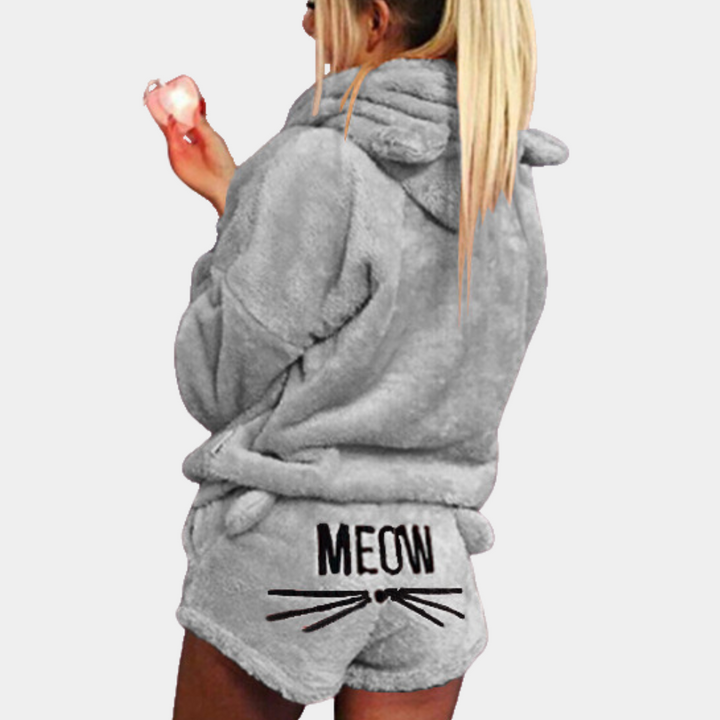 Dam Meow Ultra-Bekväm Fleece Lounge Pyjamasset