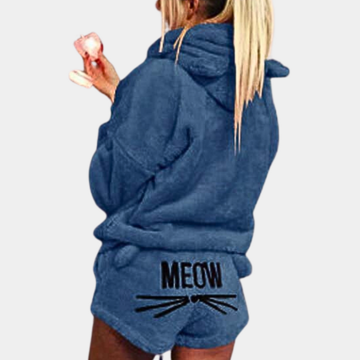 Dam Meow Ultra-Bekväm Fleece Lounge Pyjamasset