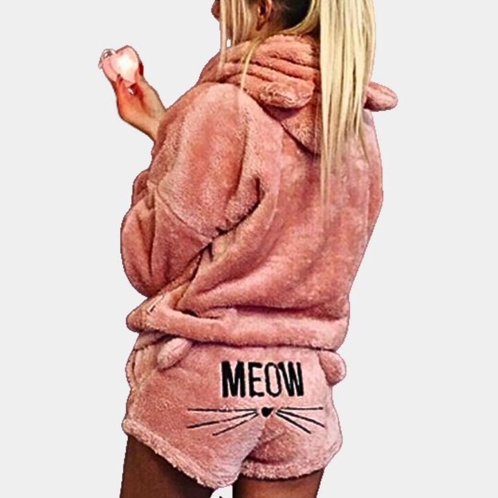 Dam Meow Ultra-Bekväm Fleece Lounge Pyjamasset