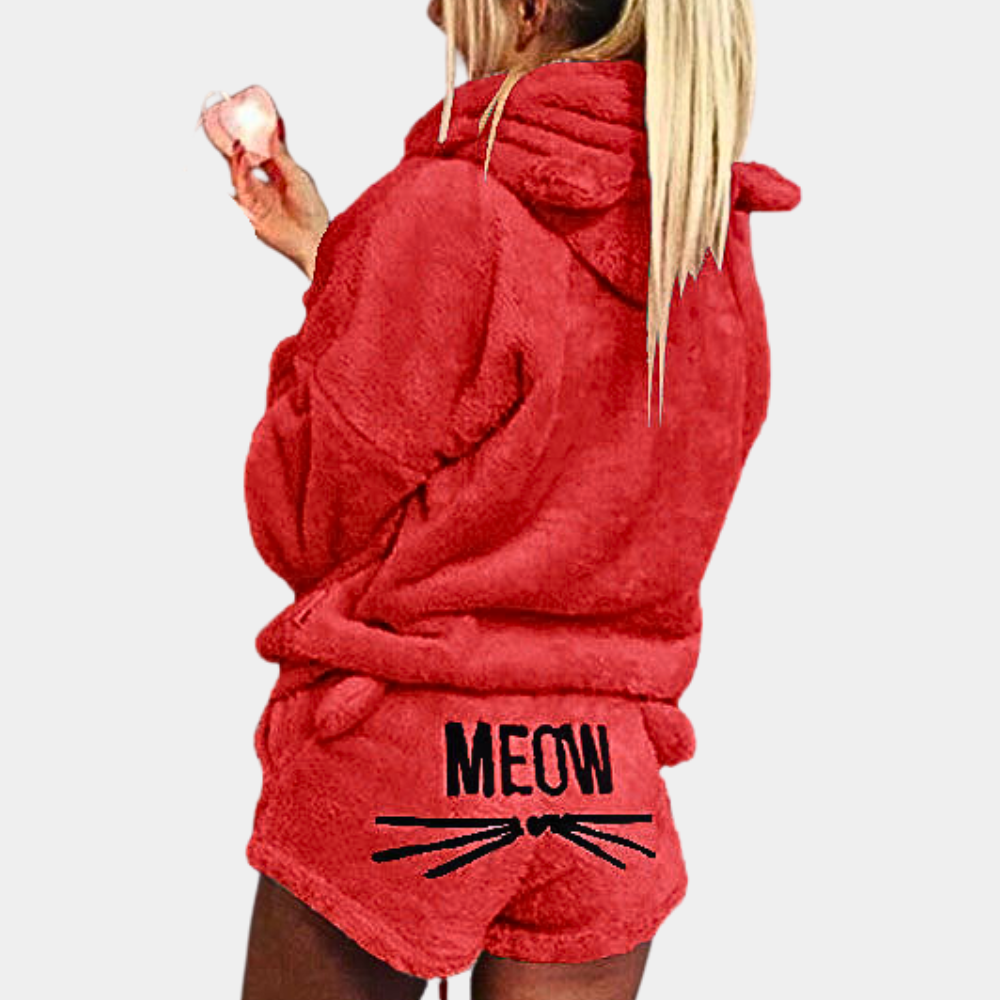 Dam Meow Ultra-Bekväm Fleece Lounge Pyjamasset