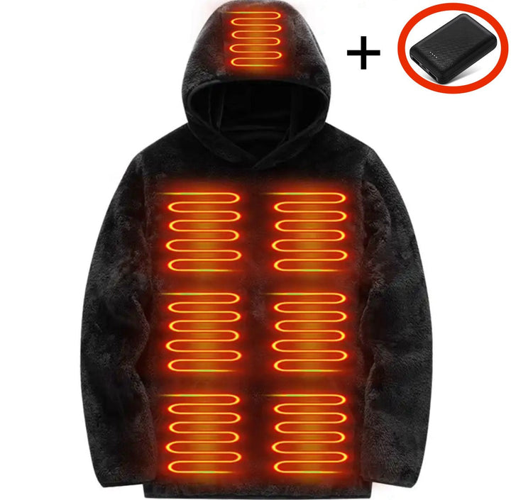 Elektrisk Uppvärmd Fleece Huvtröja | Mysig Vintertröja