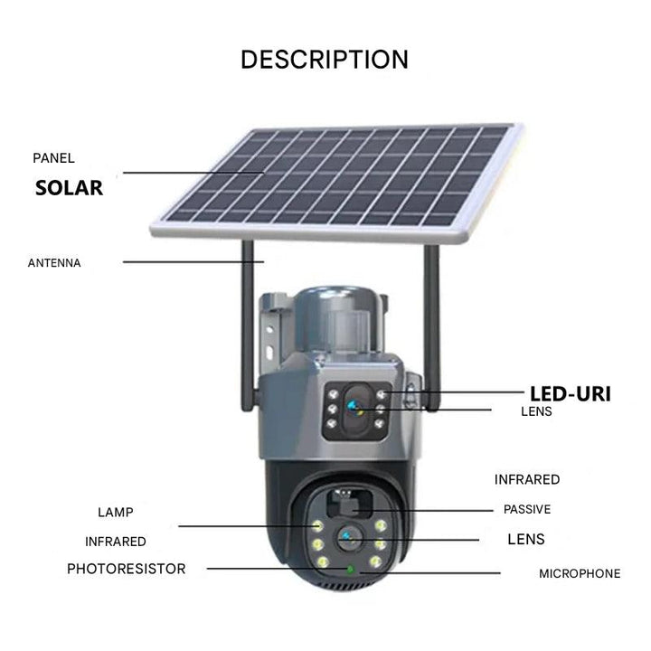 4K Sol Trådlös övervakningskamera | Smarta 360° Rotation