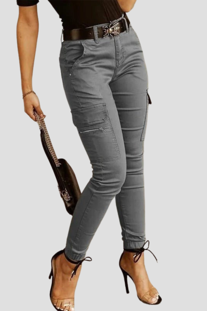Svana | Dam Snygga Högmidjade Cargojeans