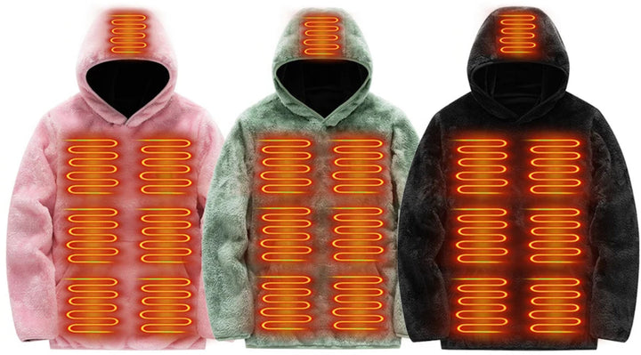 Elektrisk Uppvärmd Fleece Huvtröja | Mysig Vintertröja