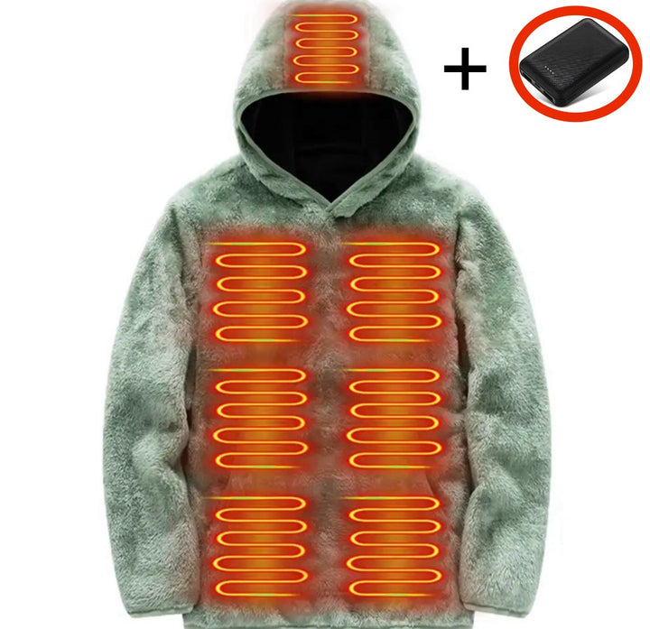 Elektrisk Uppvärmd Fleece Huvtröja | Mysig Vintertröja