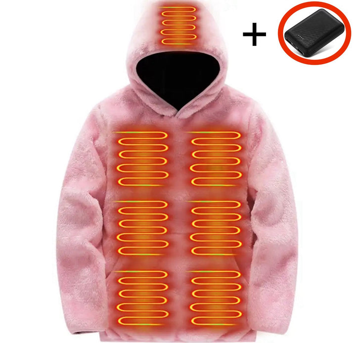 Elektrisk Uppvärmd Fleece Huvtröja | Mysig Vintertröja