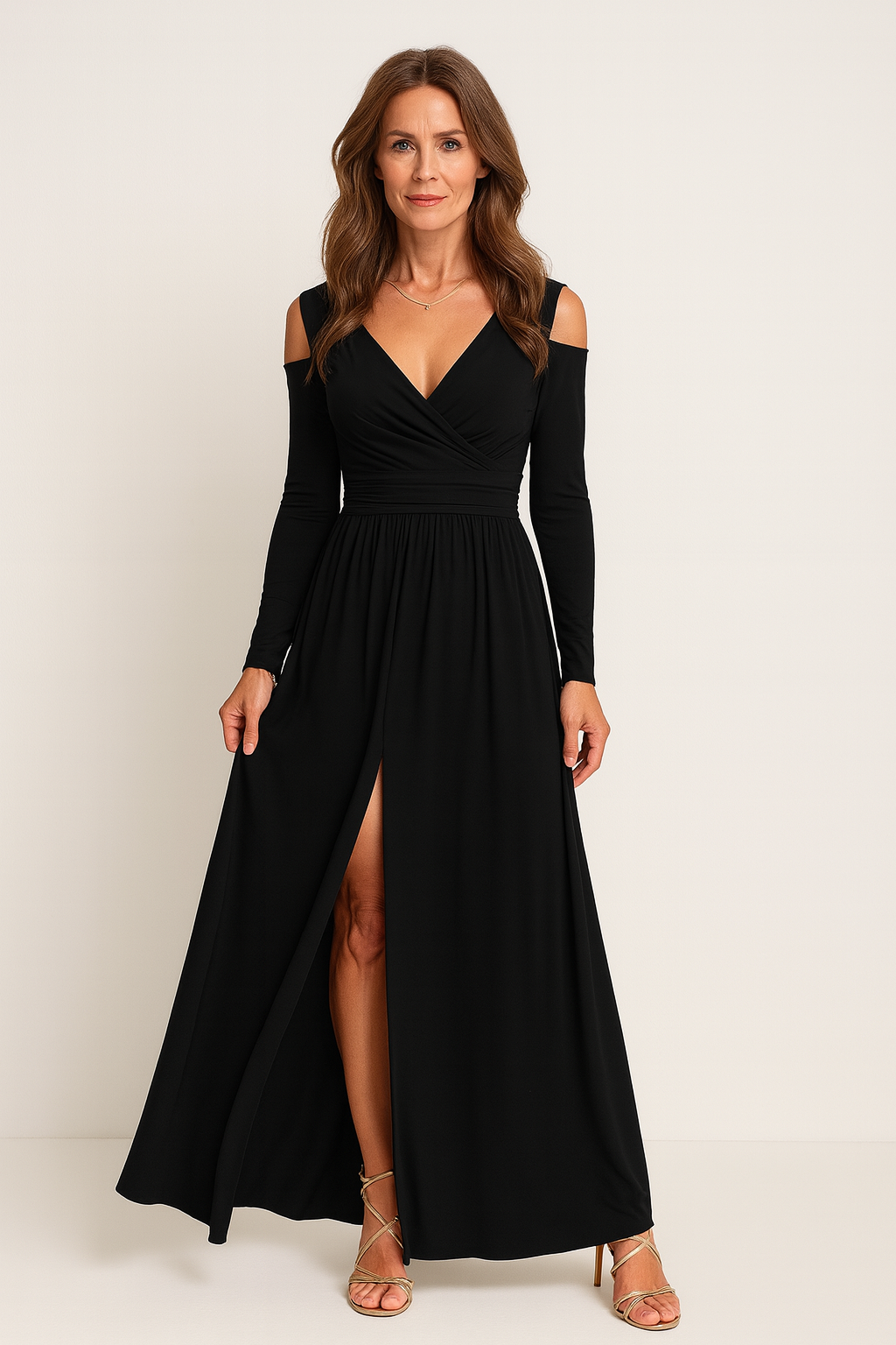 Dam Maxi Aftonklänning | Hög Delad Formell Klänning