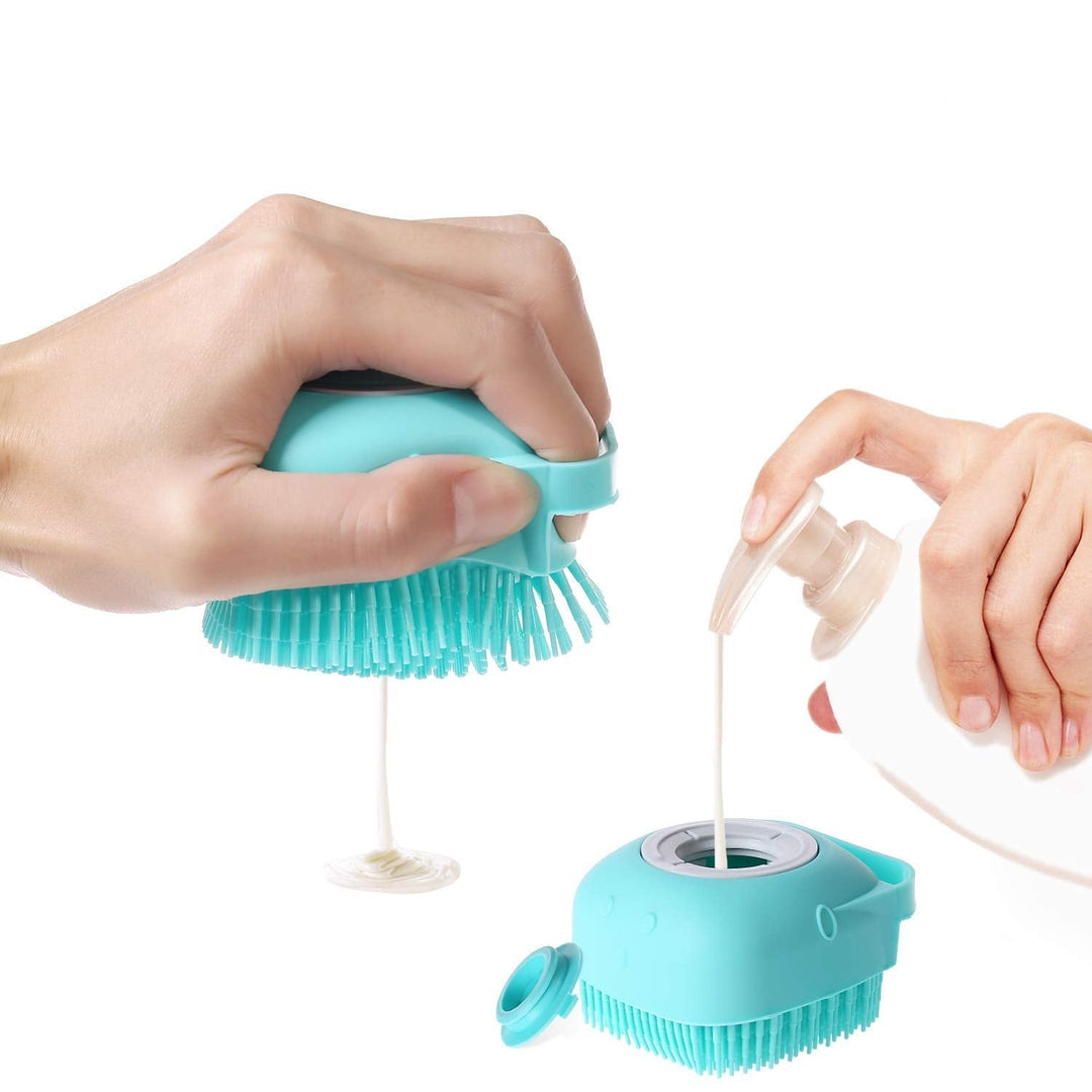 Silikon Husdjur Badborste med Schampodispenser