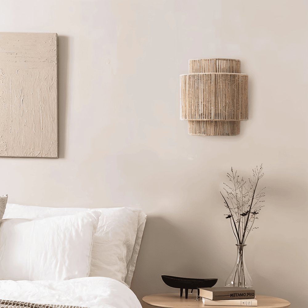 Boho Väggdekor | Lampskärm i Rotting med Hamparep