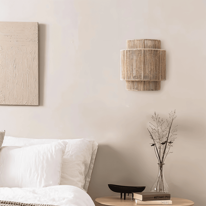 Boho Väggdekor | Lampskärm i Rotting med Hamparep