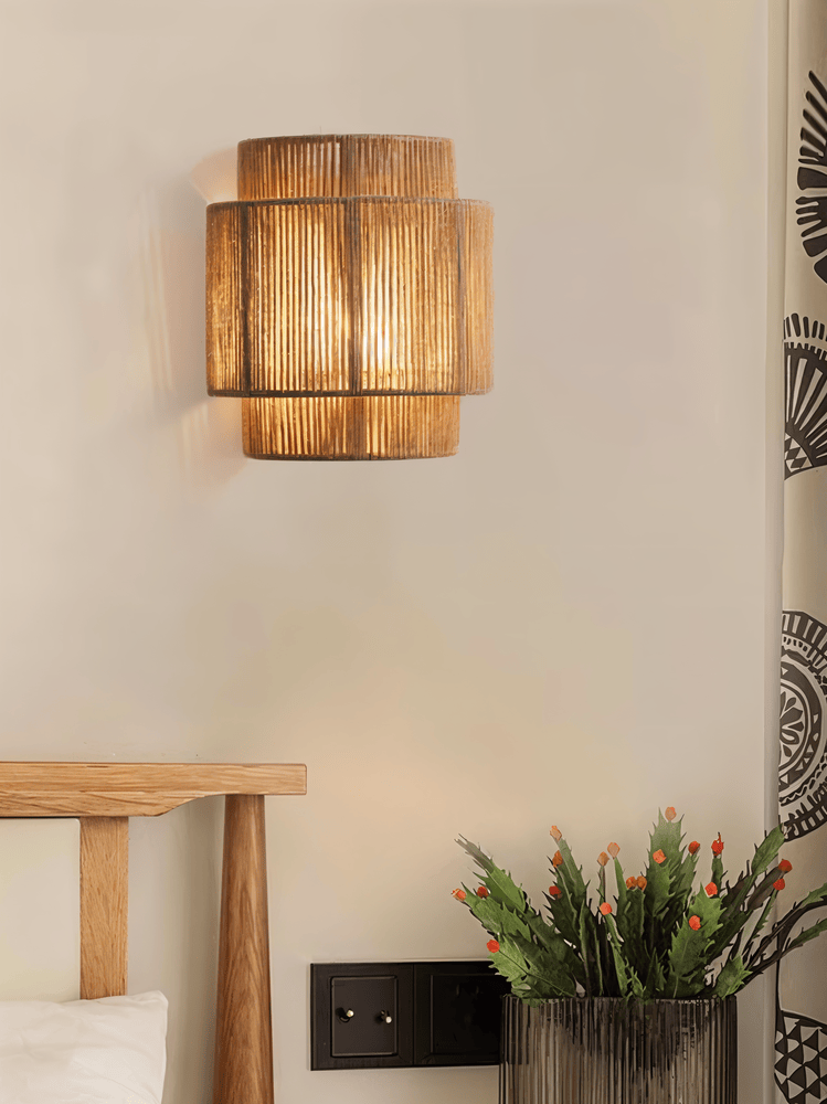Boho Väggdekor | Lampskärm i Rotting med Hamparep