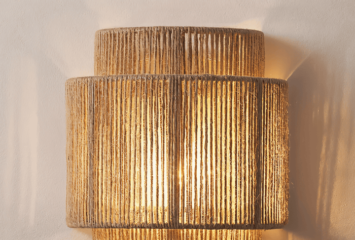 Boho Väggdekor | Lampskärm i Rotting med Hamparep