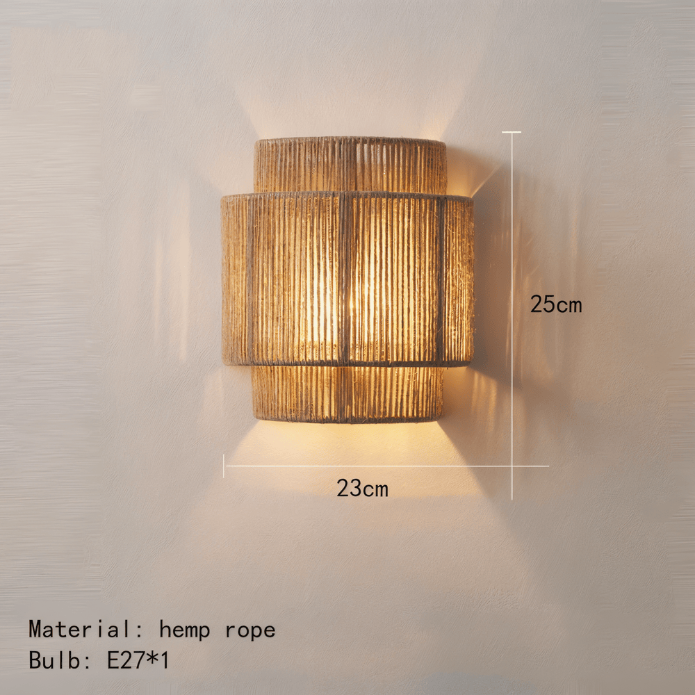 Boho Väggdekor | Lampskärm i Rotting med Hamparep