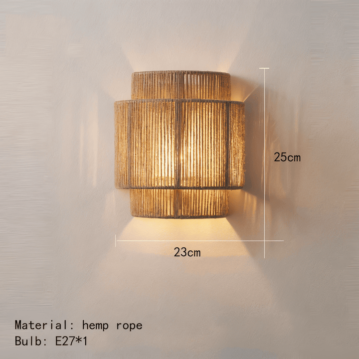 Boho Väggdekor | Lampskärm i Rotting med Hamparep