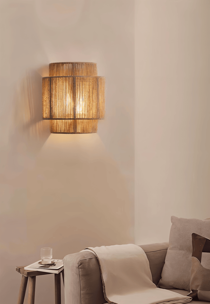 Boho Väggdekor | Lampskärm i Rotting med Hamparep