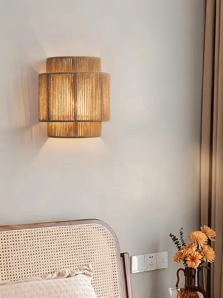Boho Väggdekor | Lampskärm i Rotting med Hamparep