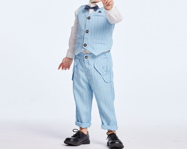 3-Delad Pojkformell Kostymset | Skjorta, Väst och Byxor för Speciella Tillfällen