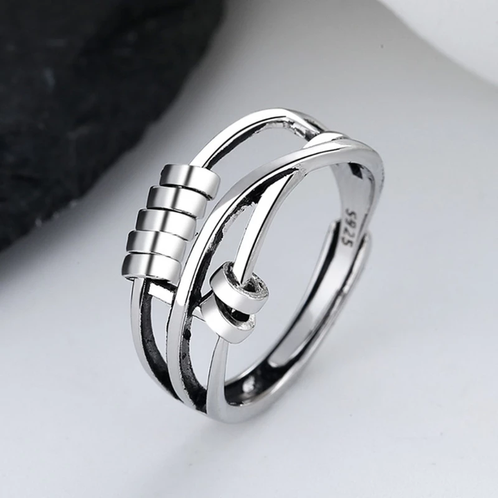 Pearl | Anti-ångest Ring - 925 Sterling Silver Justerbart Band för Kvinnor