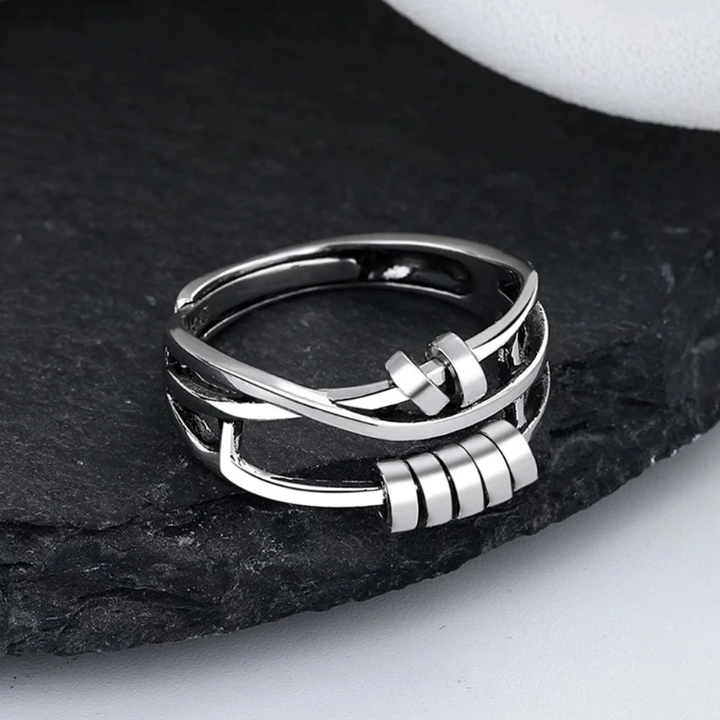 Pearl | Anti-ångest Ring - 925 Sterling Silver Justerbart Band för Kvinnor