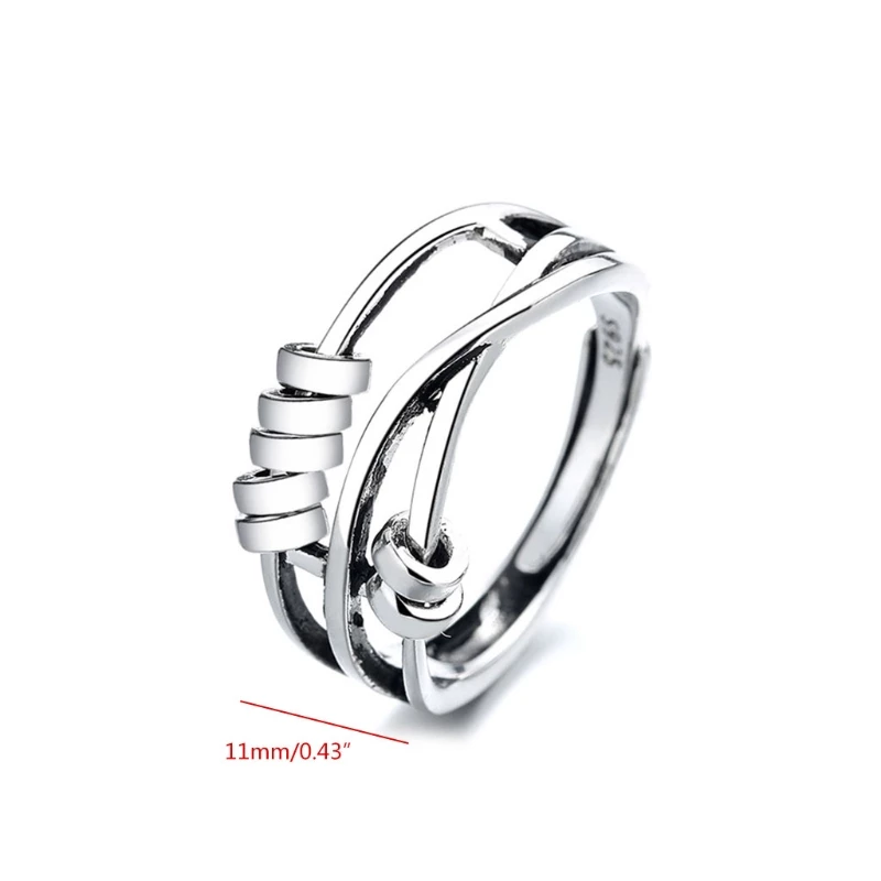 Pearl | Anti-ångest Ring - 925 Sterling Silver Justerbart Band för Kvinnor