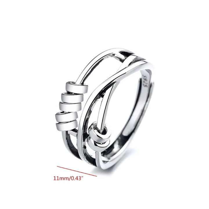 Pearl | Anti-ångest Ring - 925 Sterling Silver Justerbart Band för Kvinnor