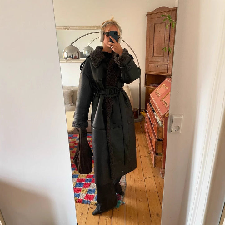 Chic Dam Läderjacka | Snygg och Varm Ytterplagg