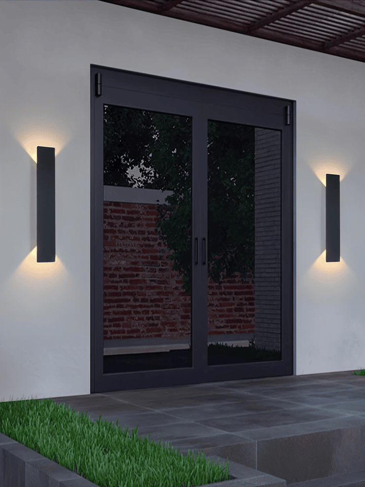 Rektangulär Svart Aluminium LED-Utomhusvägglampa