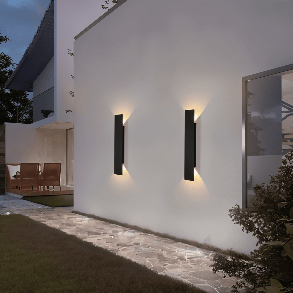 Rektangulär Svart Aluminium LED-Utomhusvägglampa