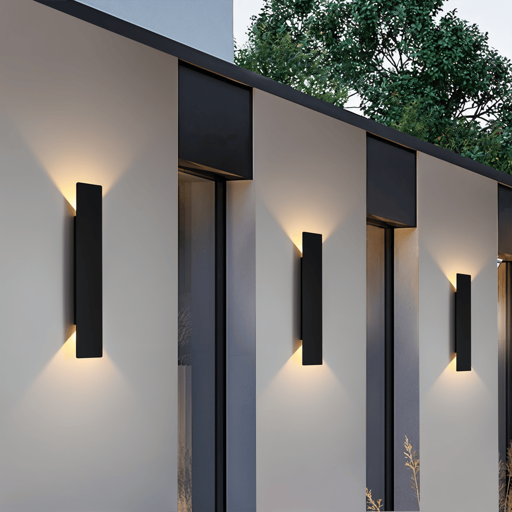 Rektangulär Svart Aluminium LED-Utomhusvägglampa