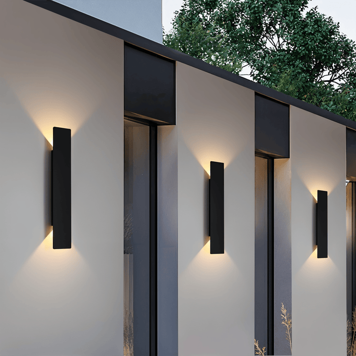 Rektangulär Svart Aluminium LED-Utomhusvägglampa