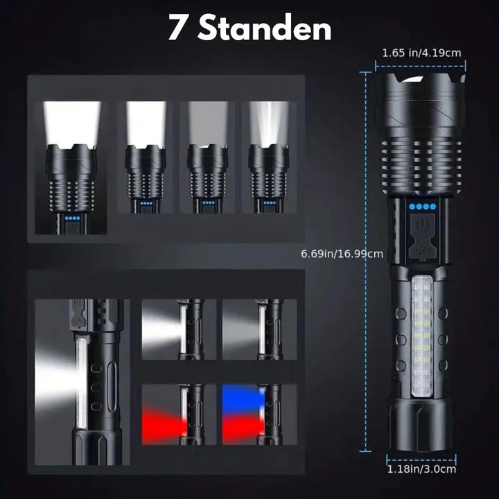 Max | Militär Ficklampa med Zoom och Vattentät Utformning