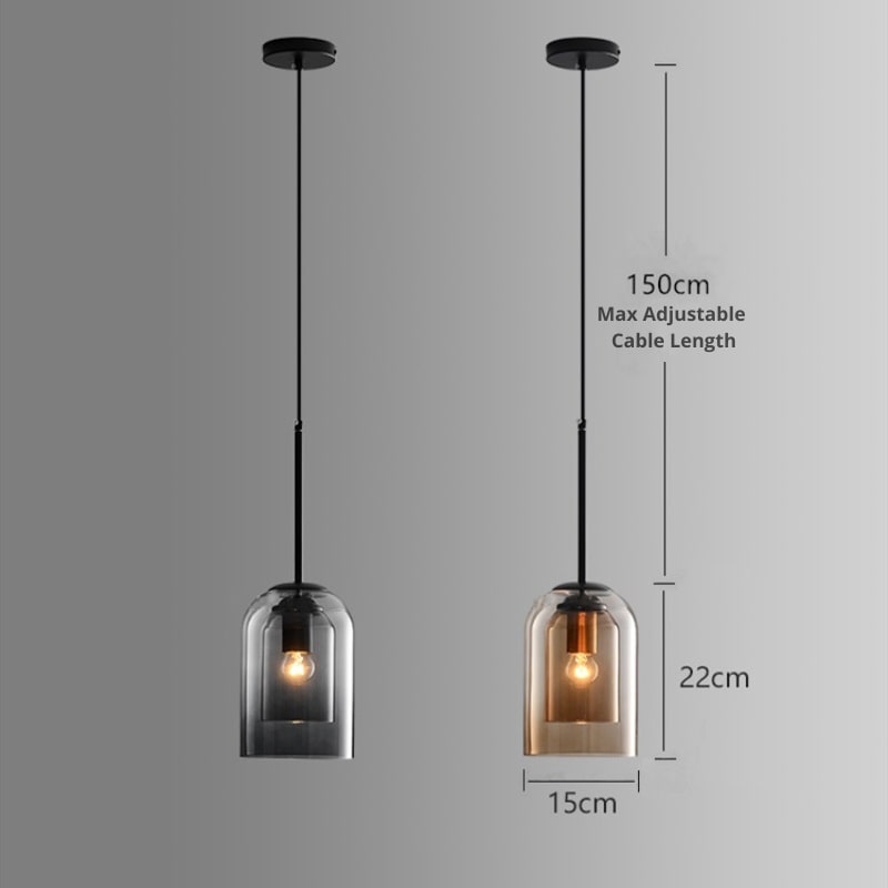 Mitt-Århundradet Hängsmycke Lampa | Dubbel Glasskärm