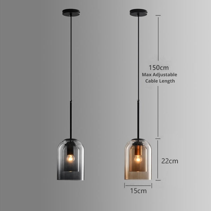 Mitt-Århundradet Hängsmycke Lampa | Dubbel Glasskärm