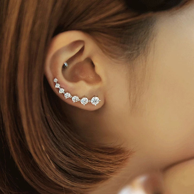 Quinn | Glamorösa Sterling Silver 925 Zirkon Stiftörhängen
