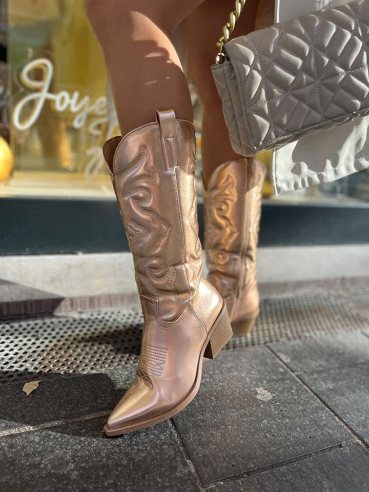 Delina | Dam Metalliska Cowboy Stövlar