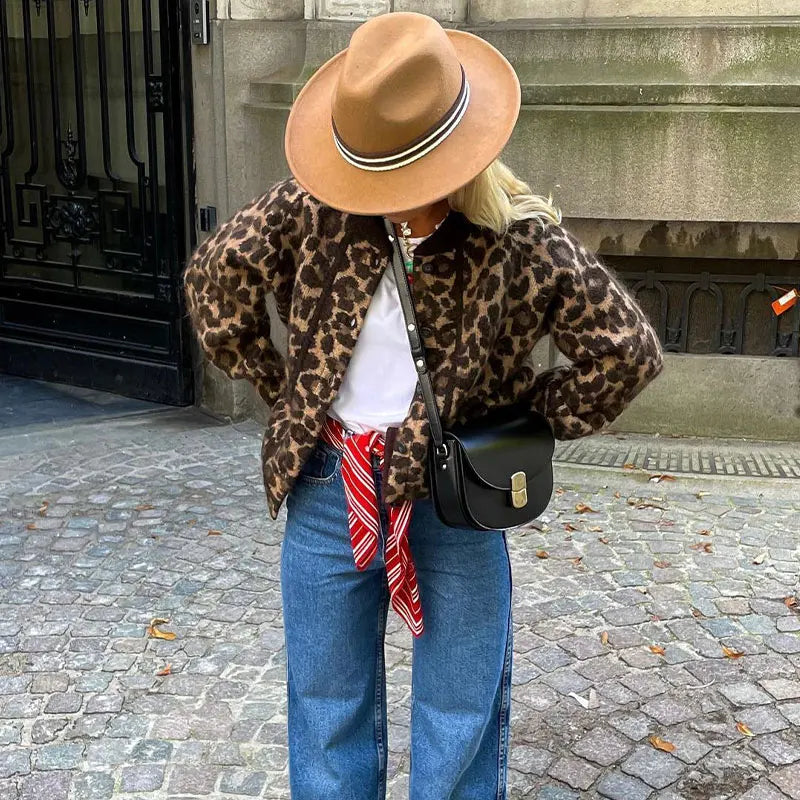 Xelara | Damer Leopardtryck Sticka Kofta