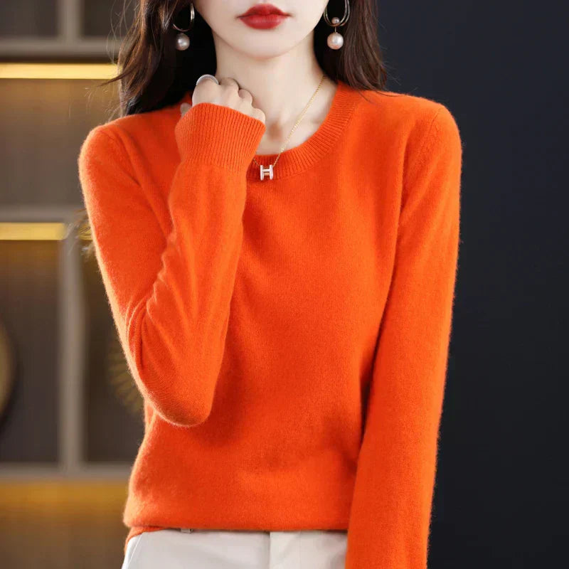 Dam Cashmere Tröja med Rund Hals
