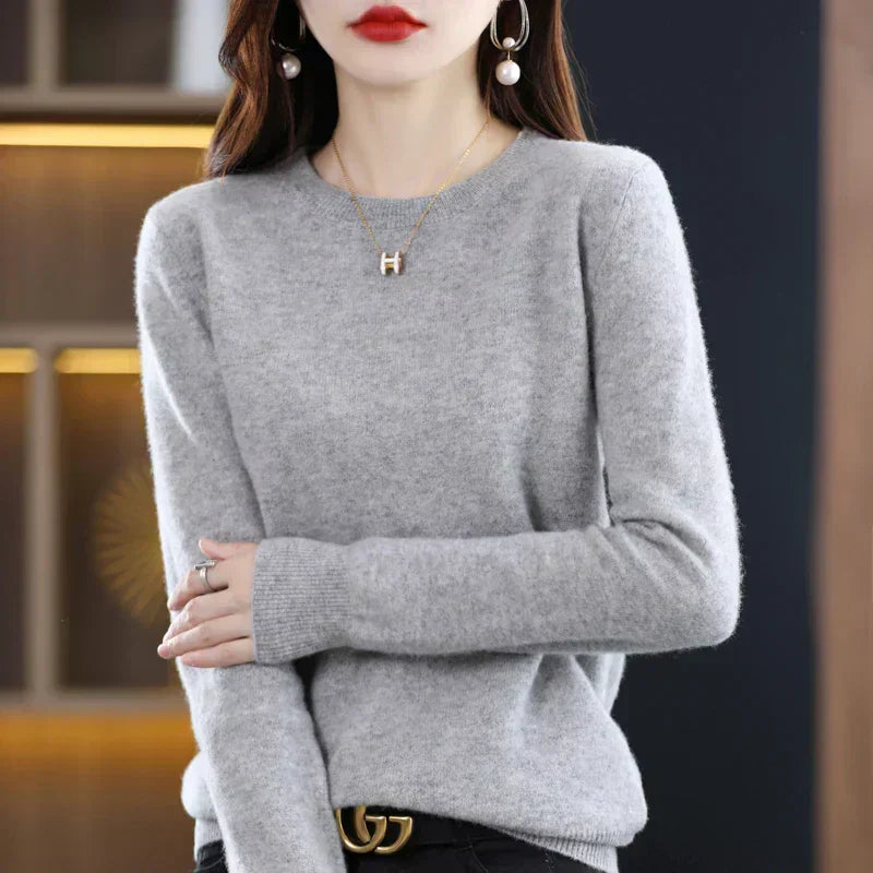 Dam Cashmere Tröja med Rund Hals