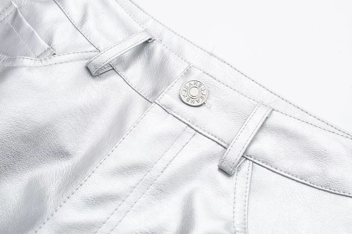 Miren | Dam Snygga Metalliskt Silver Byxor