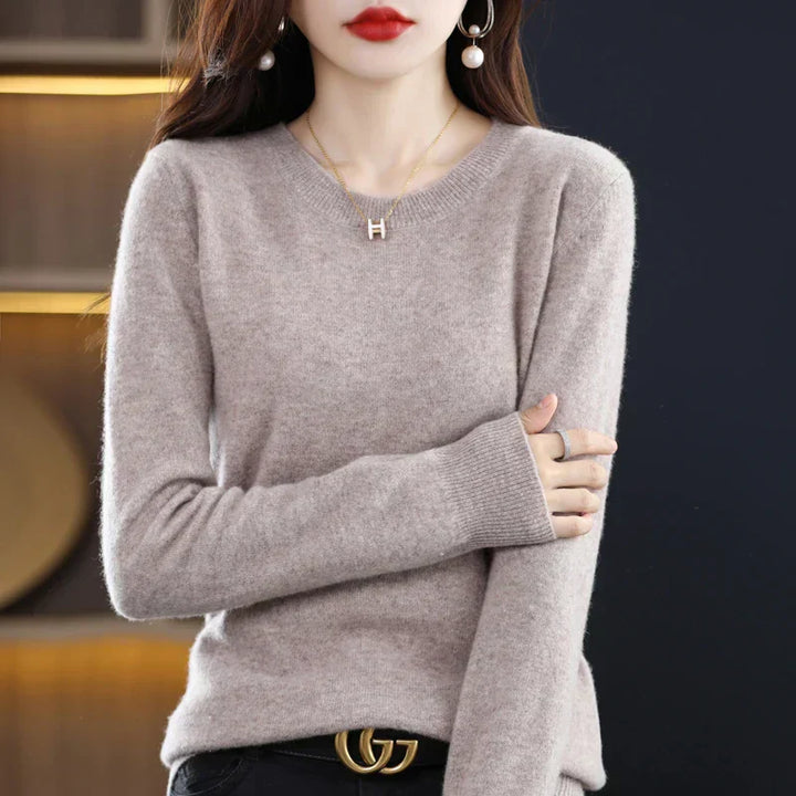 Dam Cashmere Tröja med Rund Hals