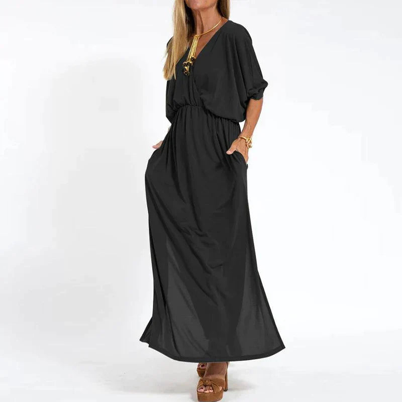 Sienna | Eleganta Hög-Midja Klänning Utformning Med Slits i Sidan
