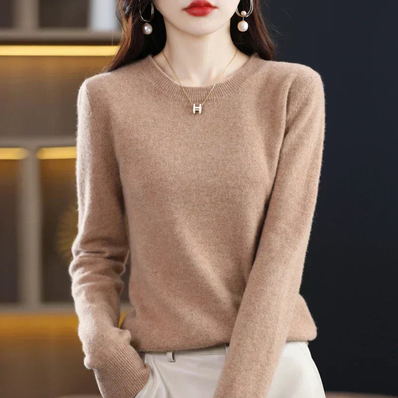 Dam Cashmere Tröja med Rund Hals