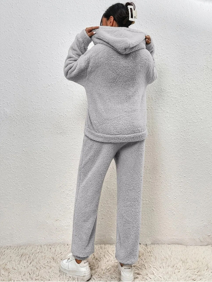 Dam 2-Delar Fleece Loungen Ställ | Mysig Huvtröja Och Joggingbyxor