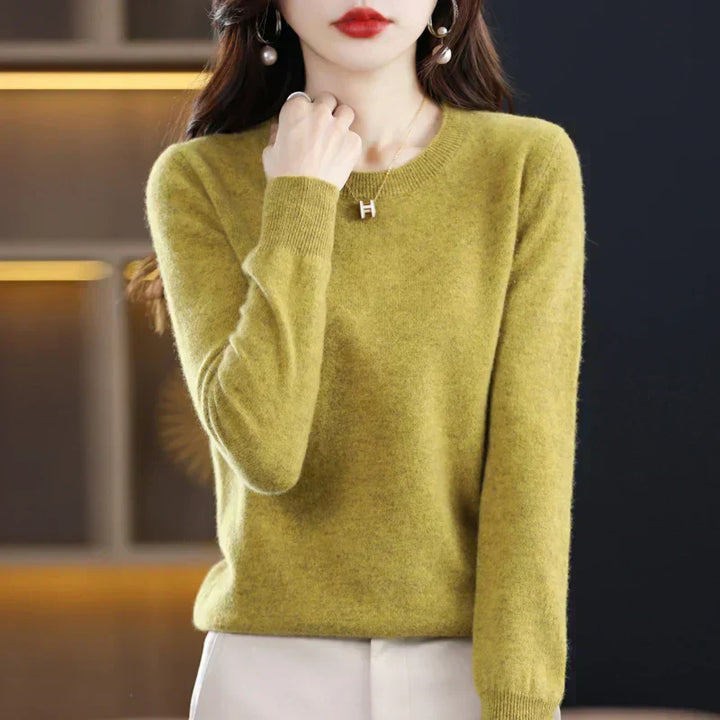 Dam Cashmere Tröja med Rund Hals