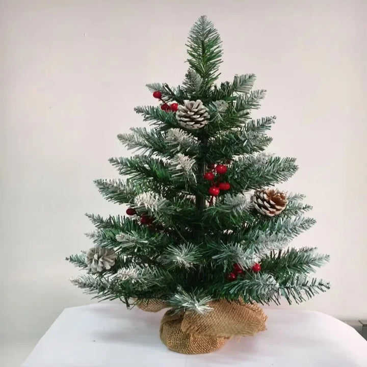 Mini Pine-Julgran (Bordsskiva) med Varmvita LED-Lampor