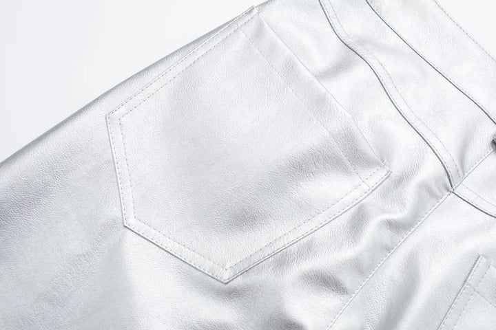 Miren | Dam Snygga Metalliskt Silver Byxor
